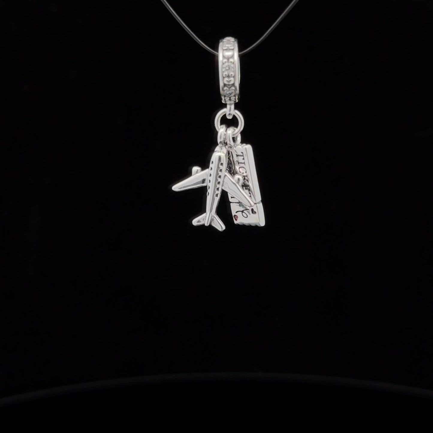 925 Sterling Silver Charm Bead Plane Ticket Travel For Charm Bracelet Necklace - Rafant