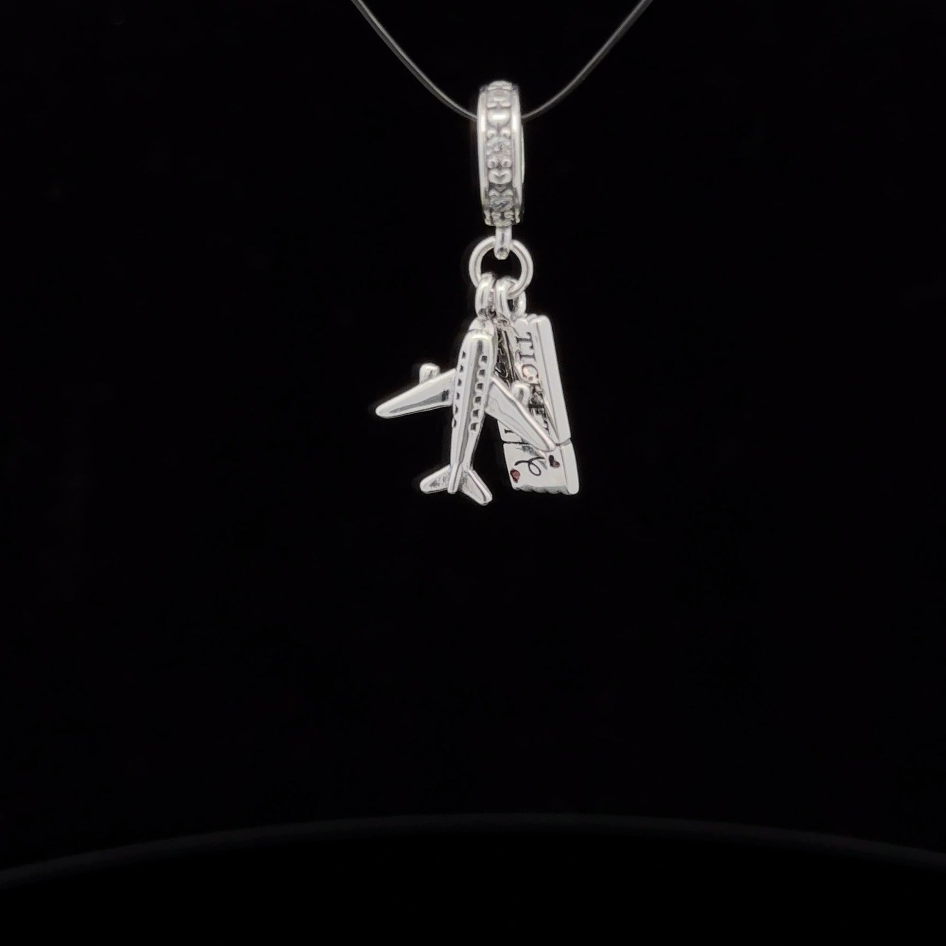 925 Sterling Silver Charm Bead Plane Ticket Travel For Charm Bracelet Necklace - Rafant