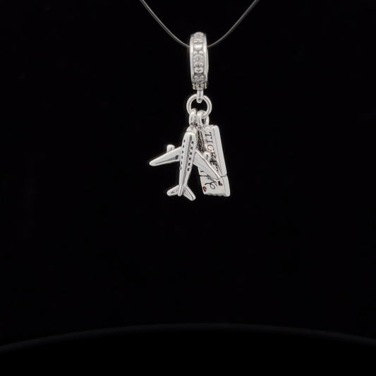 925 Sterling Silver Charm Bead Plane Ticket Travel For Charm Bracelet Necklace - Rafant