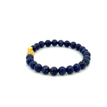 Load image into Gallery viewer, 24K Gold Piyao Pixiu Lucky Charm Bracelet Gemstones Lapis Lazuli 6mm - Rafant
