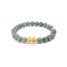 Load image into Gallery viewer, 18K Gold Piyao Pixiu Dragon Lucky Charm Bracelet Gemstones Natural Burmese Jade 6mm - Rafant
