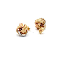 Load image into Gallery viewer, 18K Gold Earrings Stud Tricolor Knot 2.18 grams - Rafant
