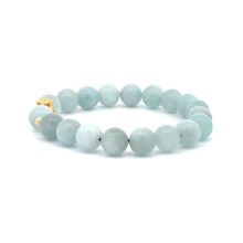 Load image into Gallery viewer, 18K Gold Money Bag Lucky Charm Beads Bracelet Gemstones Aquamarine 8mm - Rafant
