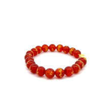 Load image into Gallery viewer, 18K Gold Dragon Pixiu Piyao Lucky Charm Bracelet Gemstones Red Agate Dragon 8mm - Rafant
