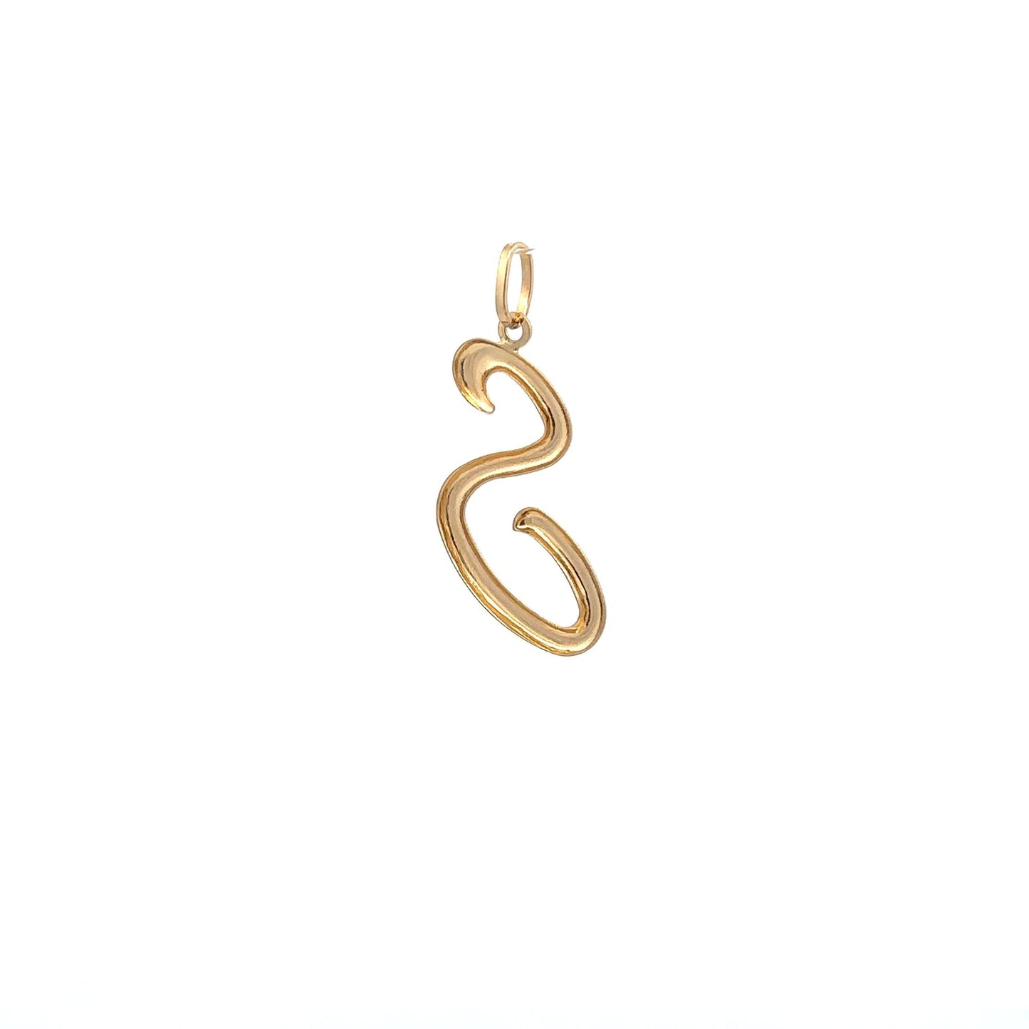 18K Gold Pendant Letter Initial S - Rafant