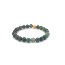 Load image into Gallery viewer, 18K Gold Money Ball Lucky Bracelet Gemstones Moss Agate 6mm - Rafant
