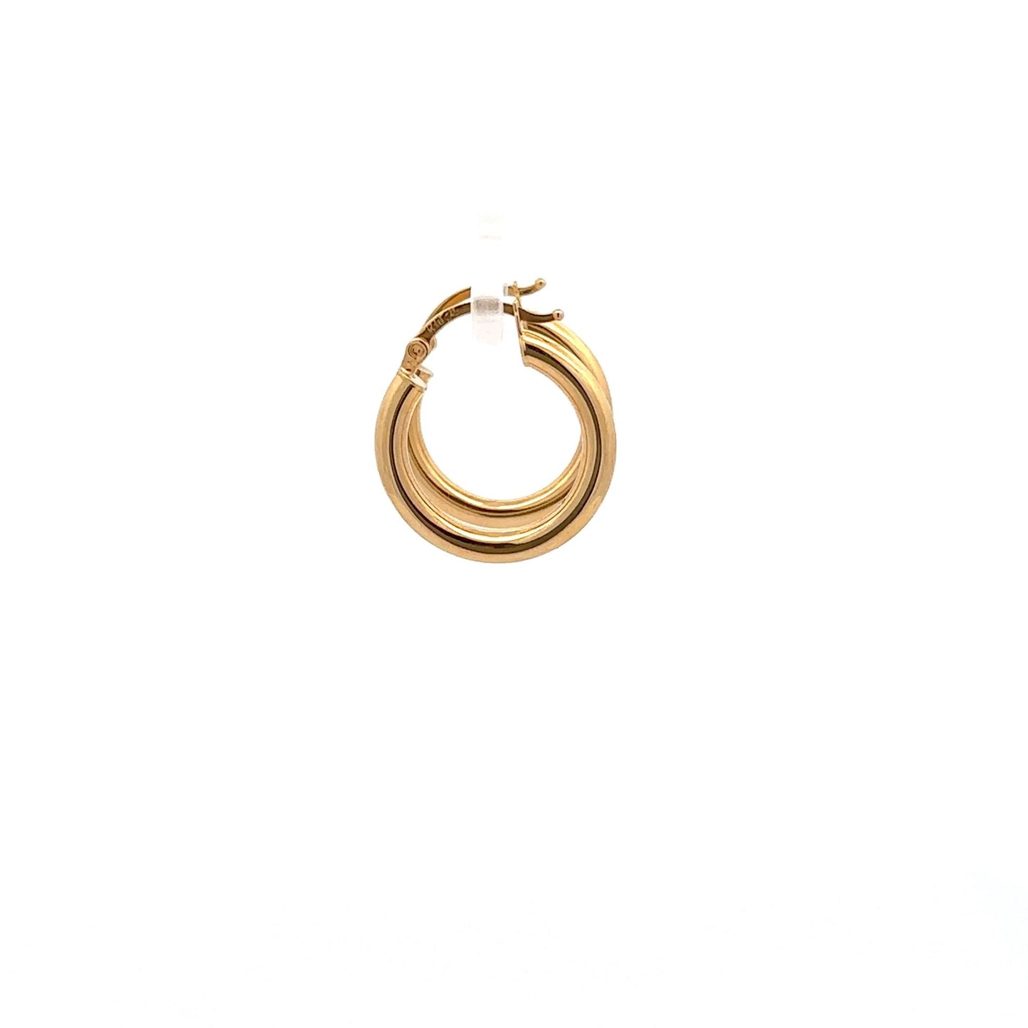 18K Gold Earrings Hoops Round Polished - Rafant