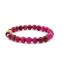 Load image into Gallery viewer, 18K Gold Money Ball Lucky Charm Beads Bracelet Gemstones Pink Tiger&#39;s Eye 6mm - Rafant
