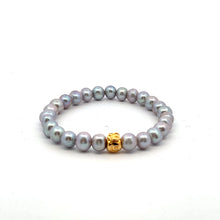 Load image into Gallery viewer, 18K Gold Money Bag Lucky Charm Gray Pearl 6-7mm x 6-7.5mm
