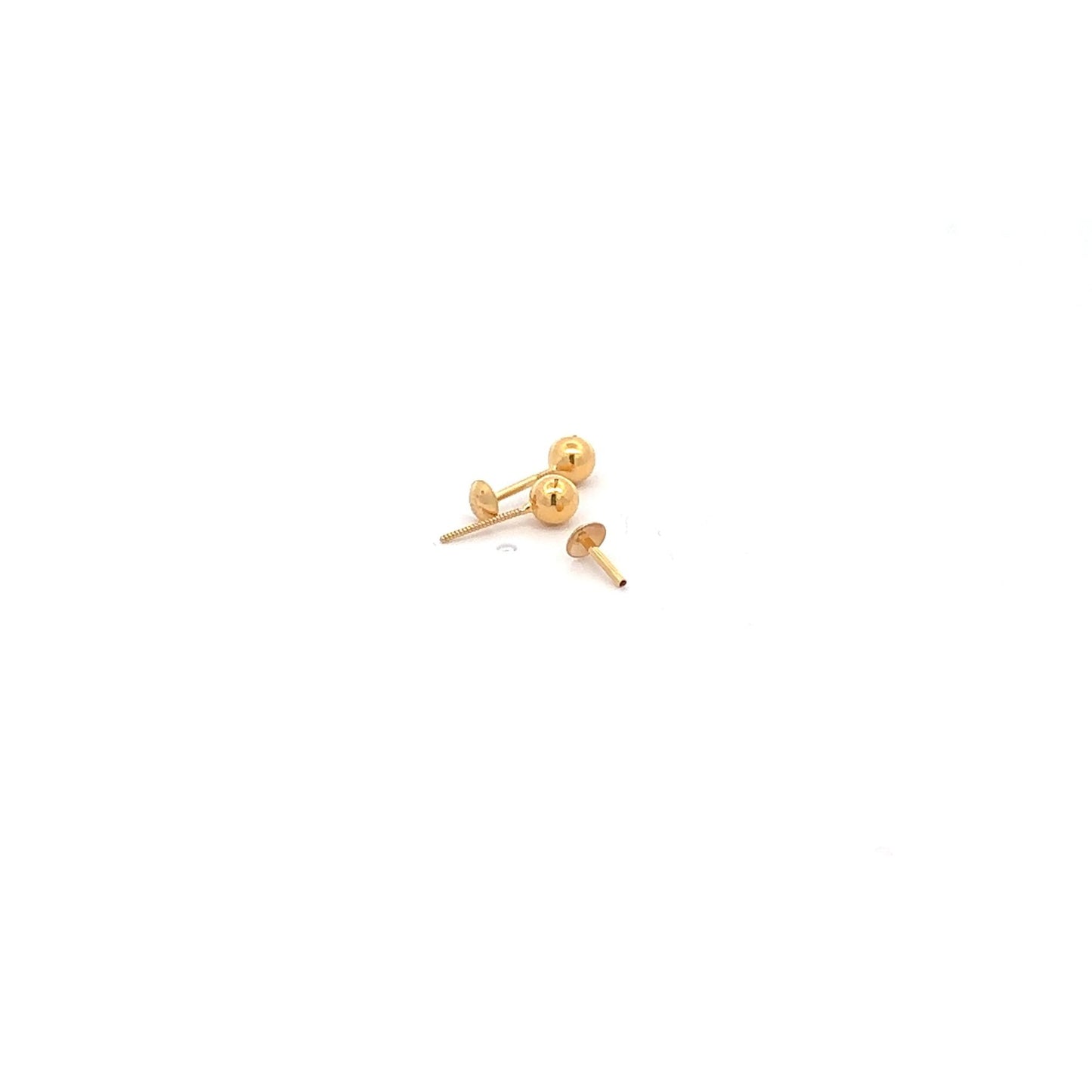 18K Gold Earrings Screw Type Tiny Balls - Rafant