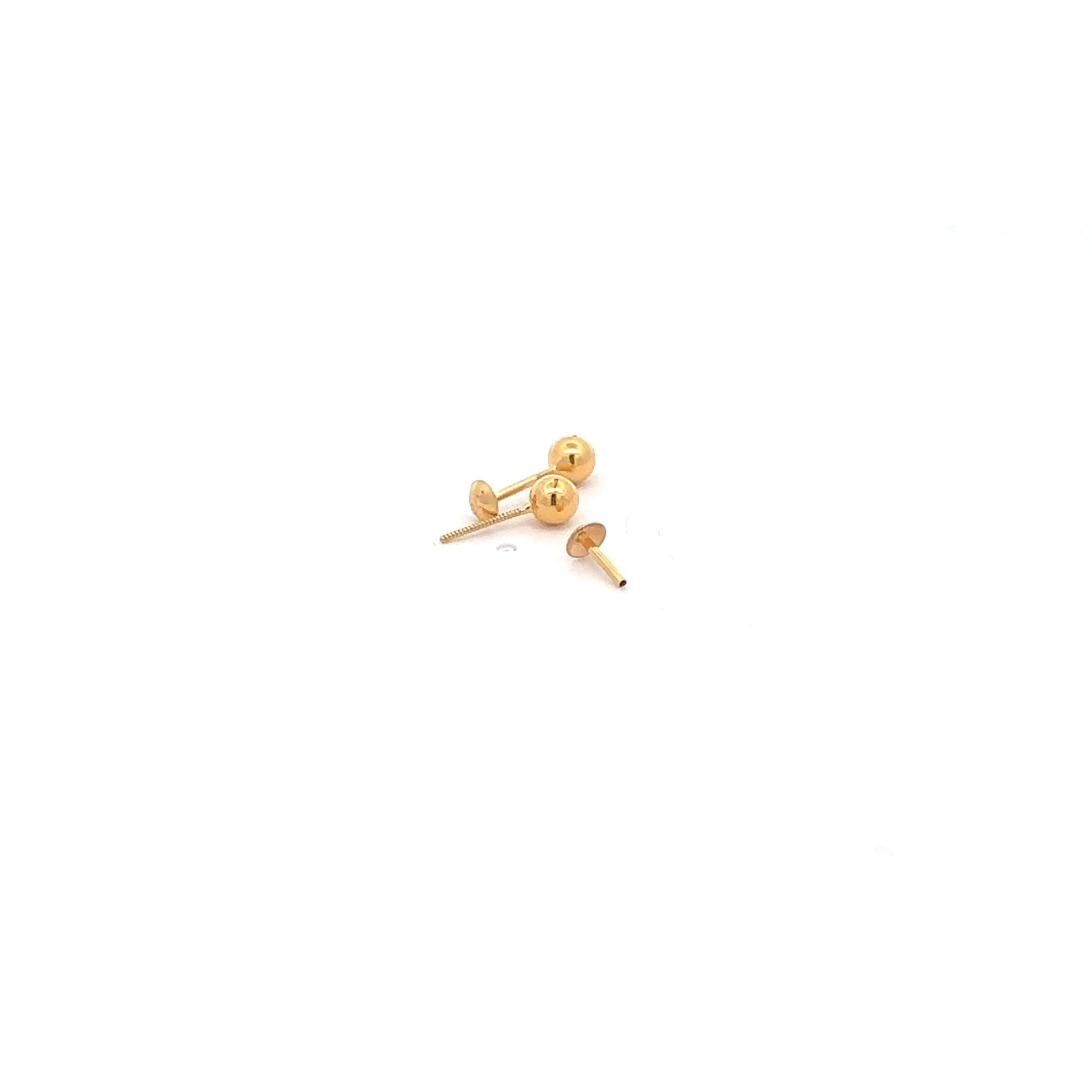 18K Gold Earrings Screw Type Tiny Balls - Rafant