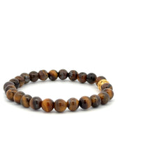 Load image into Gallery viewer, 18K Gold Money Ball Lucky Charm Beads Bracelet Gemstones Tiger&#39;s Eye 6mm - Rafant
