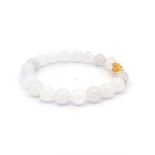 Load image into Gallery viewer, 18K Gold Dragon Pixiu Piyao Lucky Charm Beads Bracelet Gemstones White Jade 8mm - Rafant

