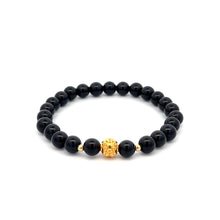 Load image into Gallery viewer, 18K Solid Gold Coin Ball Natural 5-6mm Gemstones Stretch Bracelets
