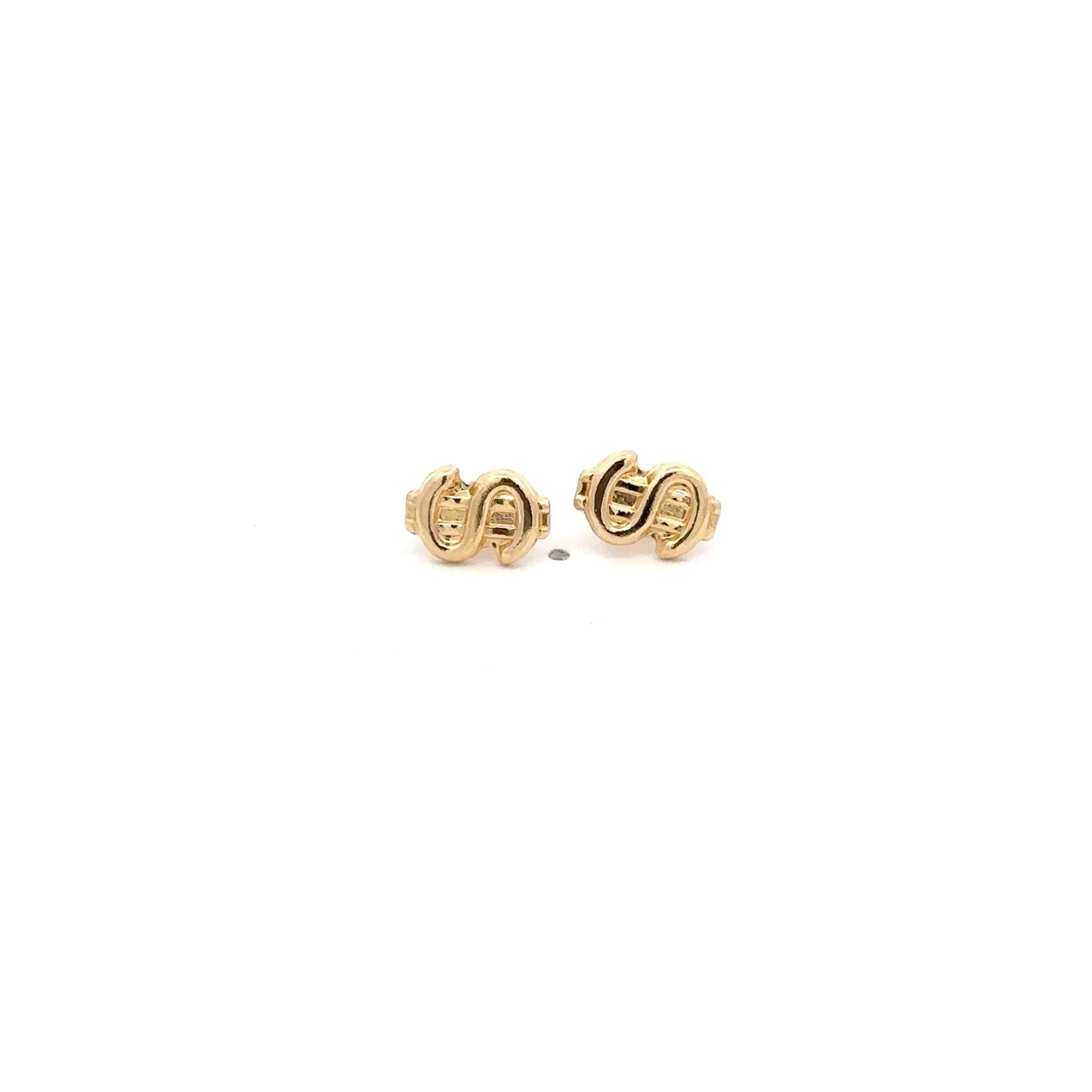 18K Gold Earrings Stud Dollar Signs - Rafant