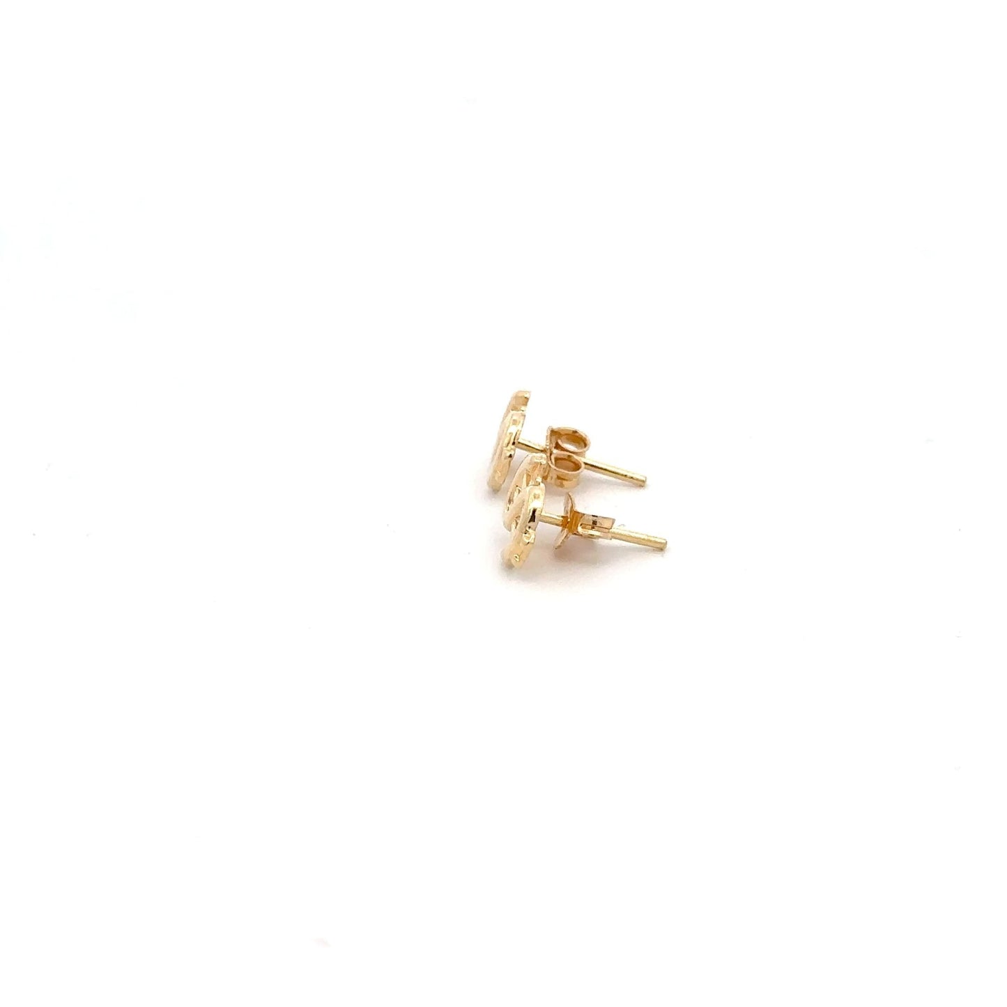 18K Gold Earrings Stud Dollar Signs - Rafant