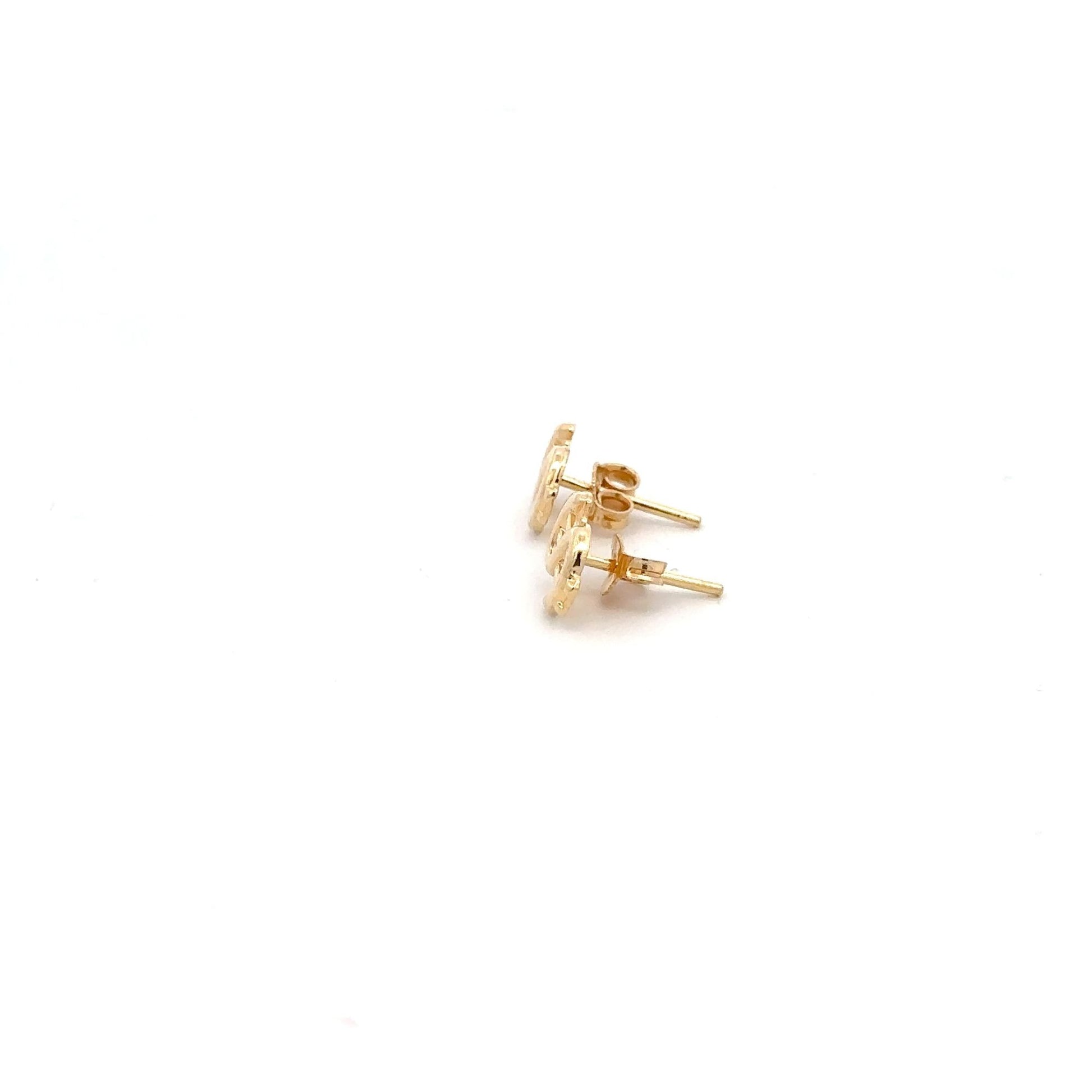 18K Gold Earrings Stud Dollar Signs - Rafant