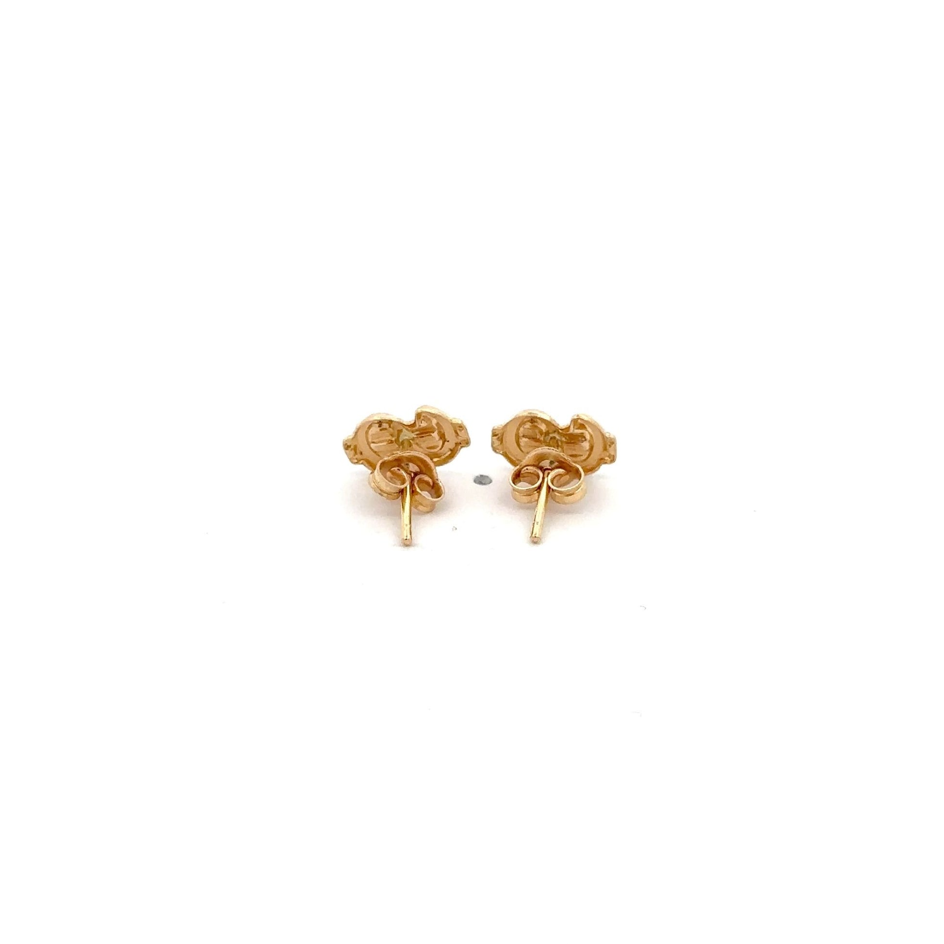 18K Gold Earrings Stud Dollar Signs - Rafant