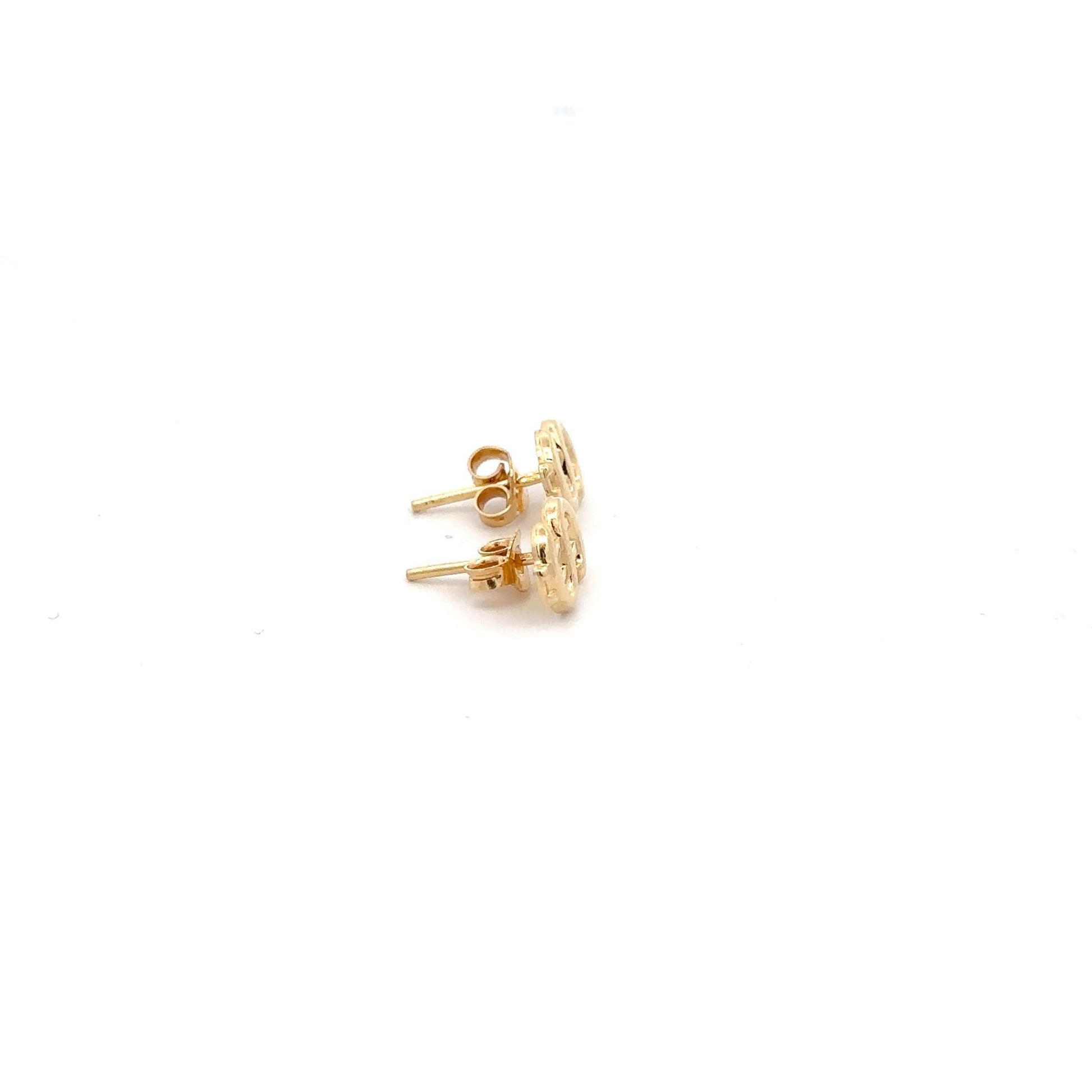 18K Gold Earrings Stud Dollar Signs - Rafant