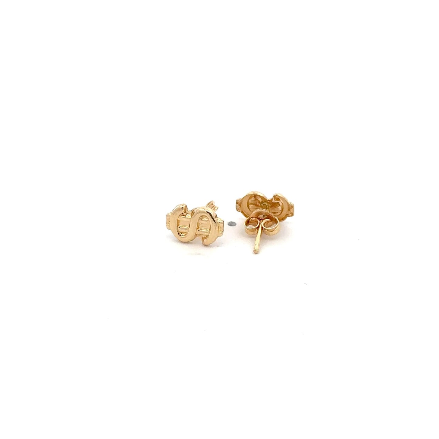 18K Gold Earrings Stud Dollar Signs - Rafant