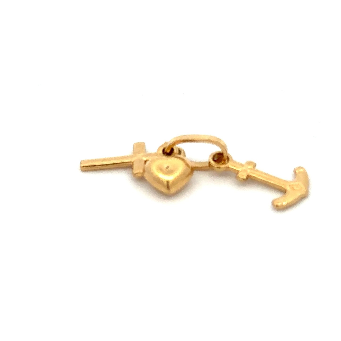 18K Gold Pendant Charm Heart Anchor Cross Small - Rafant
