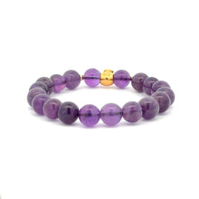 Load image into Gallery viewer, 18K Gold Money Bag Lucky Charm Beads Bracelet Gemstones Amethyst 8mm - Rafant
