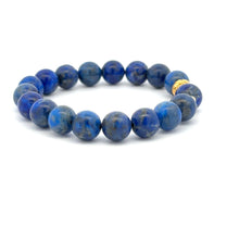 Load image into Gallery viewer, 18K Gold Money Ball Lucky Charm Beads Bracelet Gemstones Lapis Lazuli 8mm - Rafant
