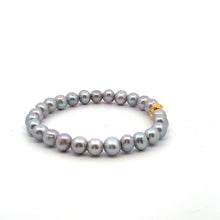 Load image into Gallery viewer, 18K Gold Money Bag Lucky Charm Gray Pearl 6-7mm x 6-7.5mm
