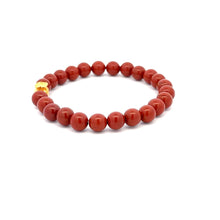 Load image into Gallery viewer, 24K Yellow Gold Money Bag Lucky Bracelet Red Jasper Gemstones 6mm - Rafant
