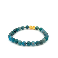 Load image into Gallery viewer, 18K Gold Dragon Pixiu Piyao Lucky Charm Beads Bracelet Gemstones Apatite 6mm - Rafant
