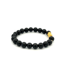 Load image into Gallery viewer, 18K Gold Dragon Pixiu Piyao Lucky Charm Bead Bracelet Gemstone Black Obsidian 8mm - Rafant
