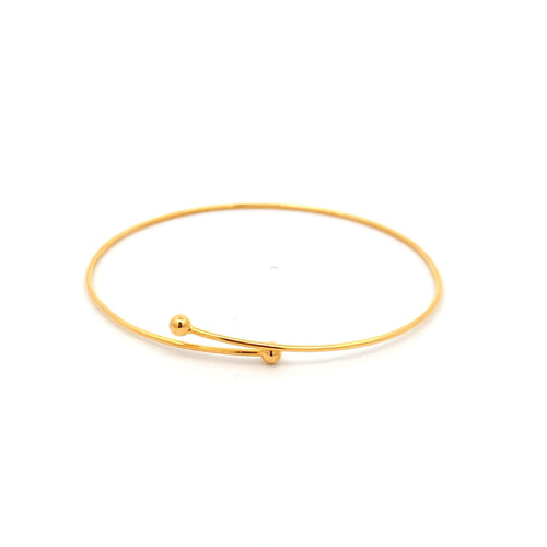 18K Yellow Gold Bracelet Flexible Thin Wire Bangle Tiny Balls Size 6 inches - Rafant