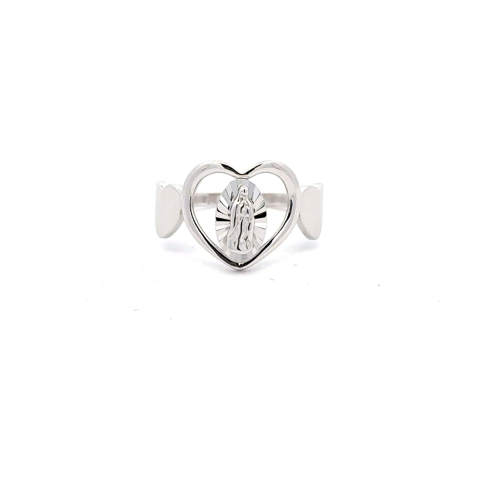 925 Sterling Silver Ring  Religious Our Lady of Guadalupe Heart - Rafant