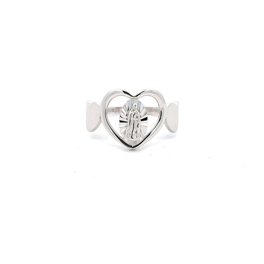 925 Sterling Silver Ring  Religious Our Lady of Guadalupe Heart - Rafant