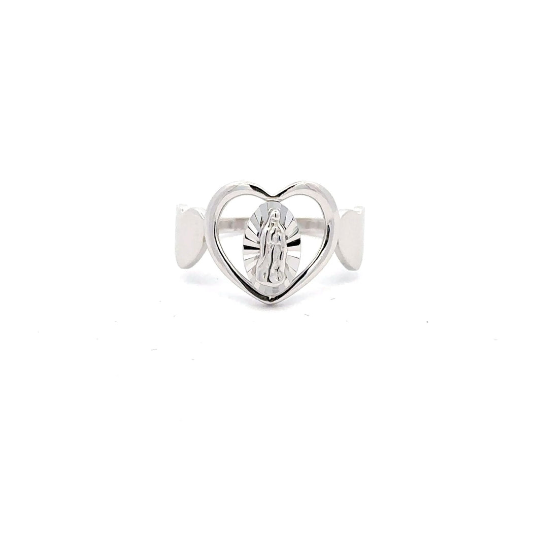 925 Sterling Silver Ring  Religious Our Lady of Guadalupe Heart