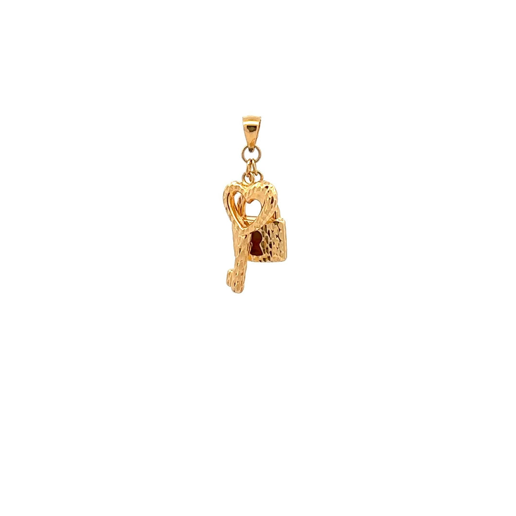 18K Gold Pendant Charm Key Lock 0.90 grams - Rafant