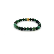 Load image into Gallery viewer, 24K Gold Money Bag Bracelet Natural Emerald Gemstones Micro Faceted May Birthstones 6mm
