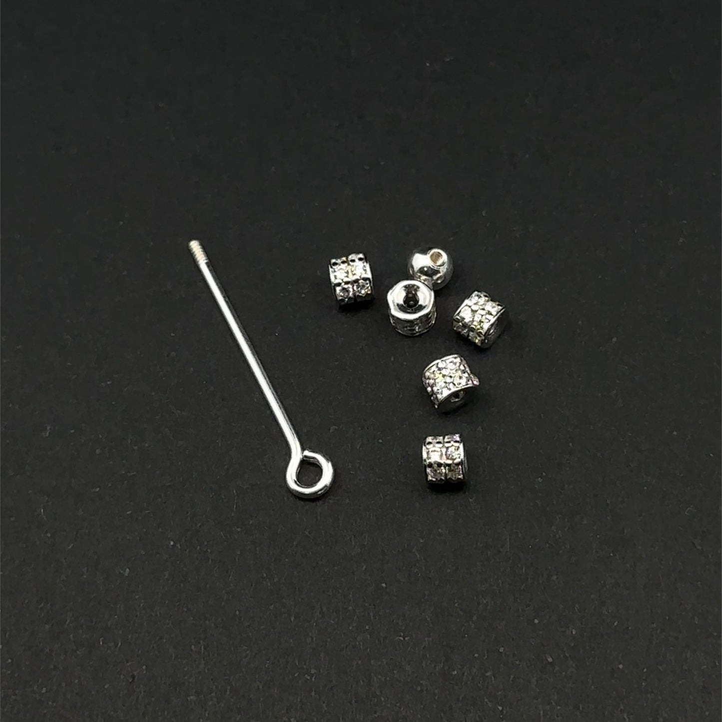 925 Sterling Silver Interchangeable Modular Add On Pendant CZ Tiny Tube Beads Build Your Own Custom Jewelry Base - Rafant