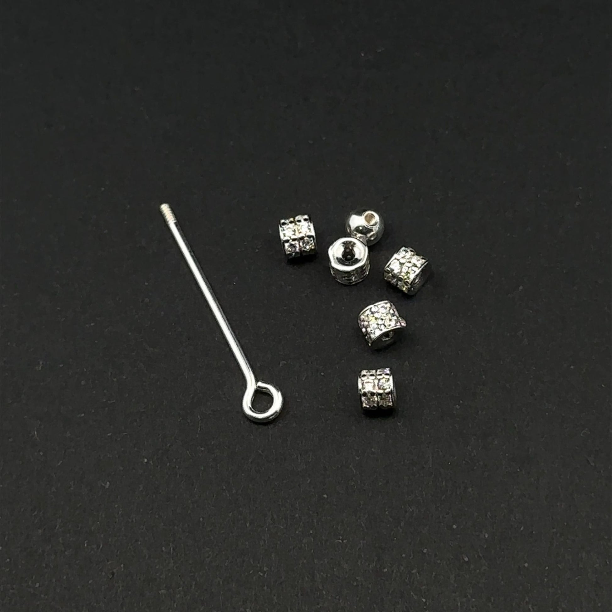 925 Sterling Silver Interchangeable Modular Add On Pendant CZ Tiny Tube Beads Build Your Own Custom Jewelry Base - Rafant
