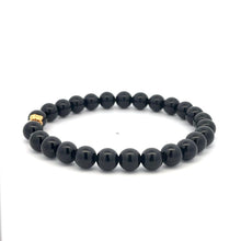 Load image into Gallery viewer, 18K Gold Money Bag Lucky Charm Beads Bracelet Gemstones Obsidian 8mm Size 7.5 in - Rafant
