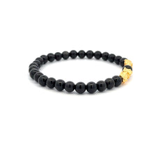 Load image into Gallery viewer, 18K Gold Dragon Pixiu Double Piyao Lucky Charm Bracelet Gemstones Obsidian 6mm
