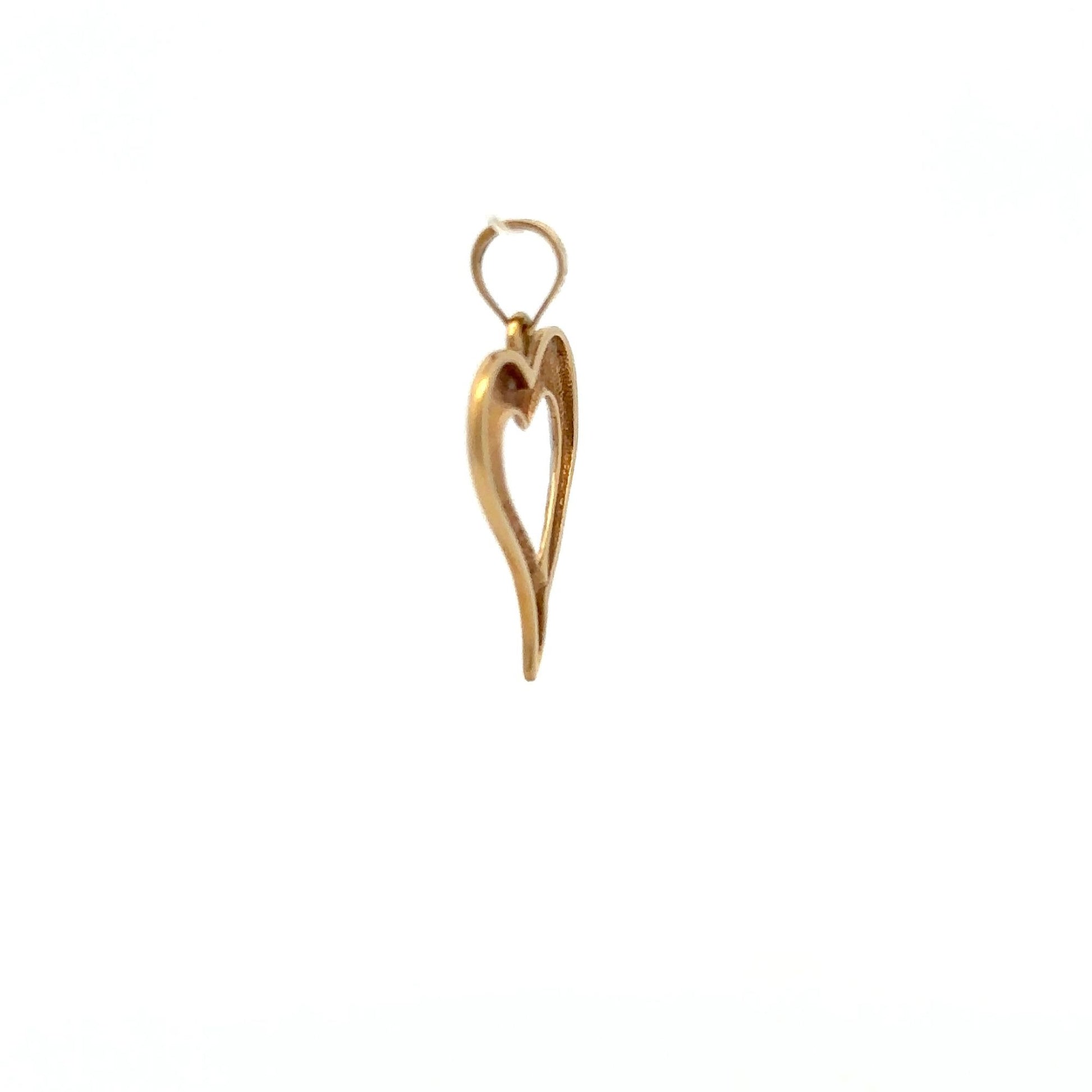 18K Gold Pendant Heart Two Tone White Yellow Gold 1.02 grams - Rafant