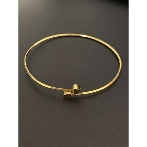 18K Gold Bracelet Bangle Flexible Double Heart 2.28 grams 7.5 inches