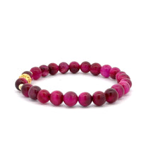 Load image into Gallery viewer, 18K Gold Money Ball Lucky Charm Beads Bracelet Gemstones Pink Tiger&#39;s Eye 6mm - Rafant
