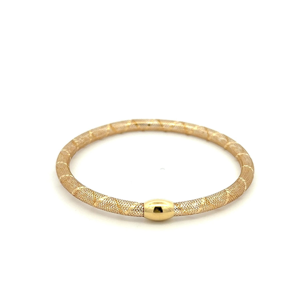 18K Gold Bracelet Mesh Soft Bangle Size 6.5 inches - Rafant