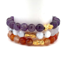 Load image into Gallery viewer, 18K Gold Pixiu Piyao Bracelet Natural Gemstones 6mm Birthstones Wealth Bracelet - Rafant
