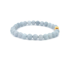 Load image into Gallery viewer, 18K Gold Money Bag Lucky Charm Bracelet Gemstones Aquamarine 6mm - Rafant
