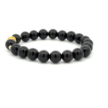Load image into Gallery viewer, 18K Gold Money Ball Lucky Charm Beads Bracelet Gemstones Obsidian 8mm - Rafant
