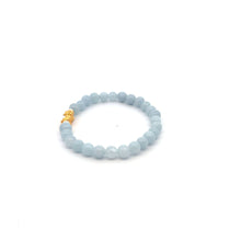 Load image into Gallery viewer, 18K Gold Pixiu Piyao Lucky Charm Bracelet Natural Aquamarine Gemstones 6mm
