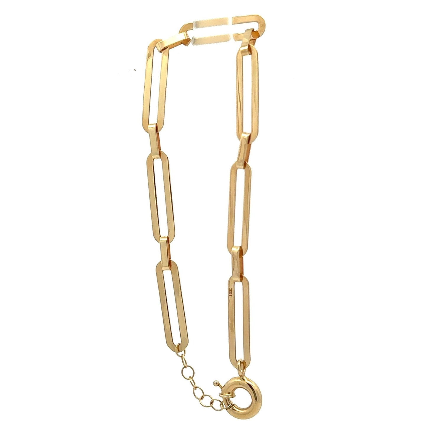 18K Gold Bracelet Paperclip 6.5 inches  2.84 grams - Rafant